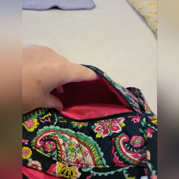 Vera Bradley Pink and Green Crossbody Bag with Floral Paisley Design Wallet Set - Picture 3 of 13
